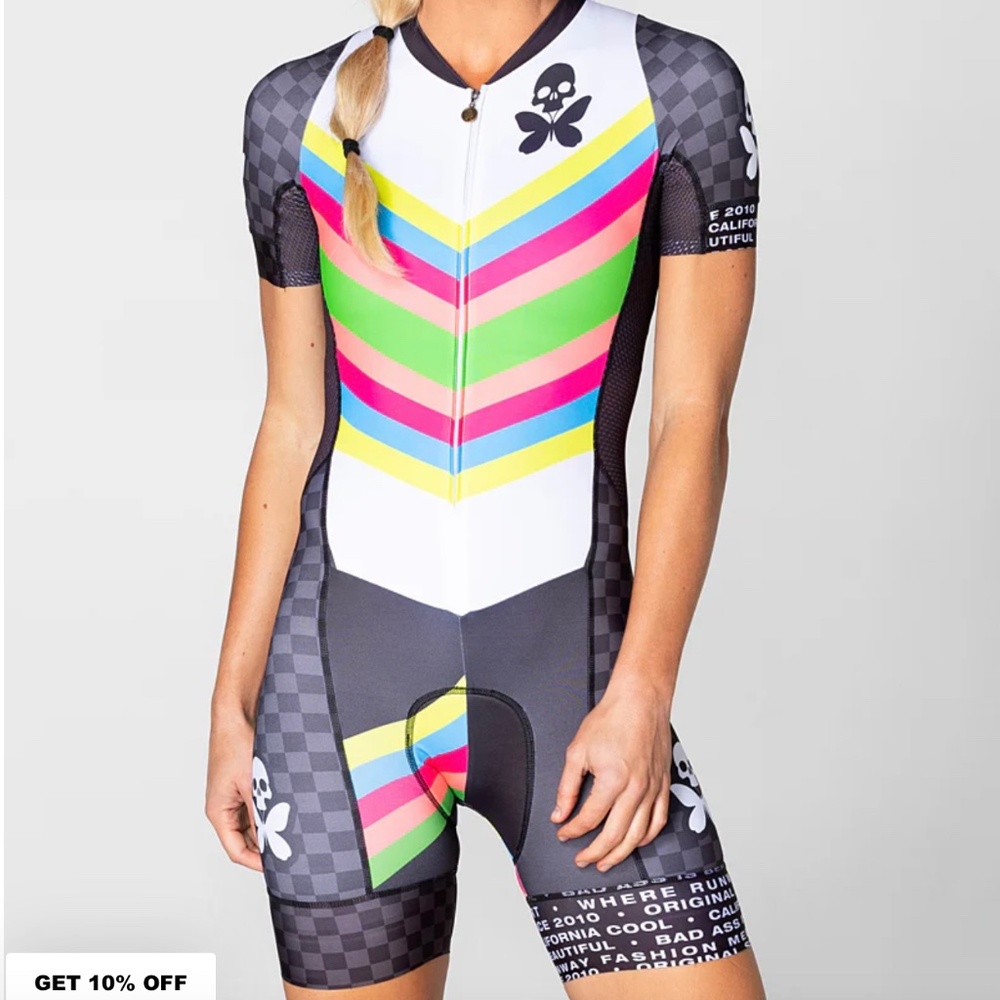 Betty Designs Chevron Short Sleeve Cycle Skinsuit - Size Small - Like New